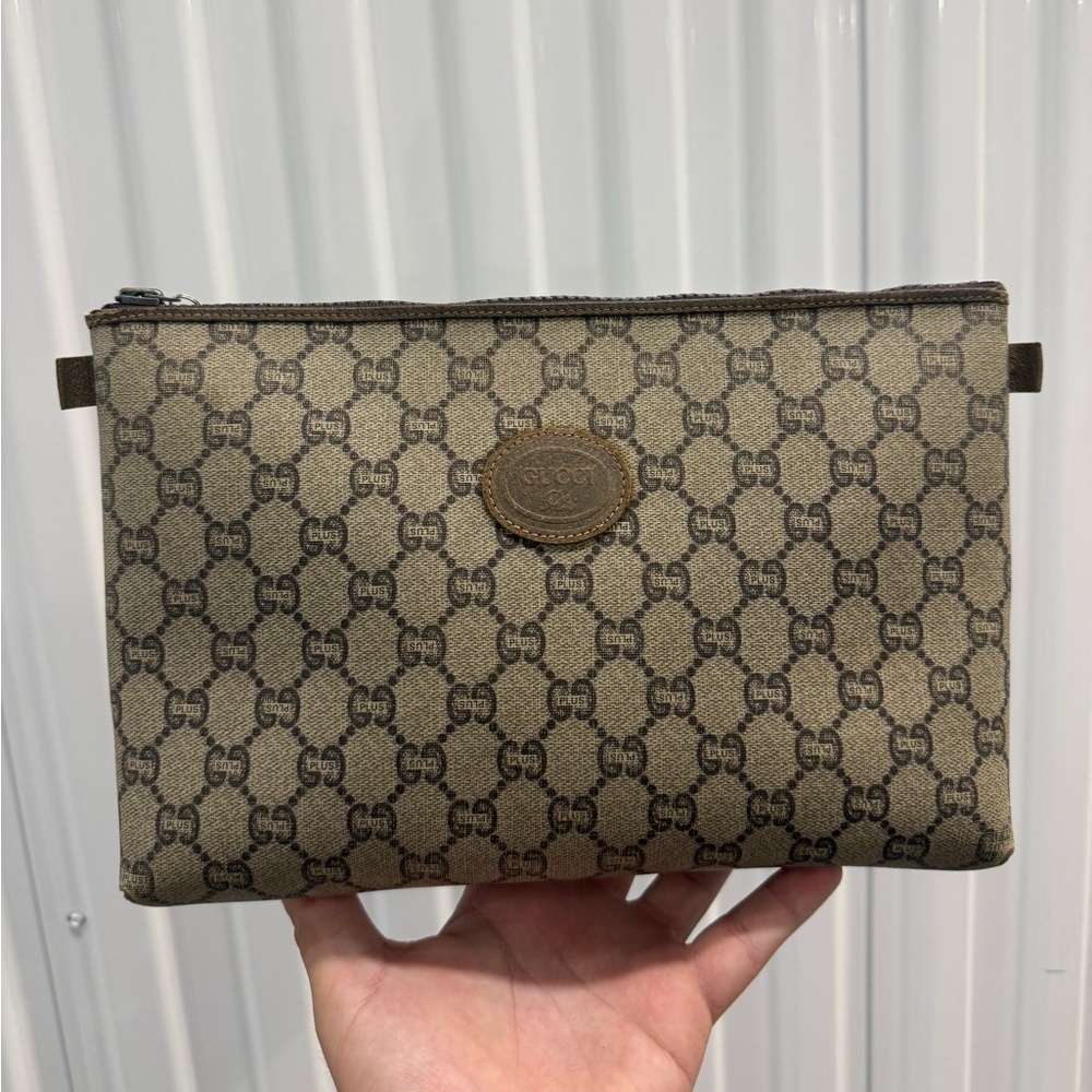 Gucci Beige and Brown Toiletry Bag